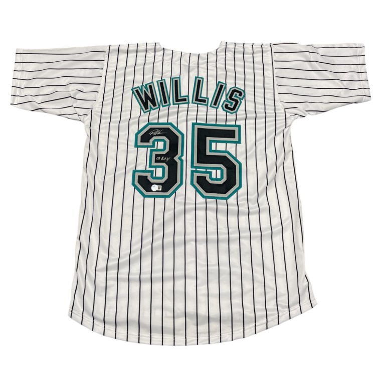Dontrelle Willis Signed Marlins Custom Jersey w/ 03 NL ROY Beckett Wit BAS COA