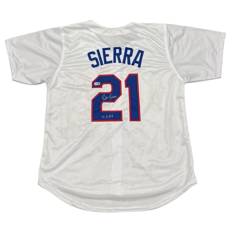 Ruben Sierra Signed Texas Rangers Custom Jersey w/ 4x AS Beckett Witness BAS COA