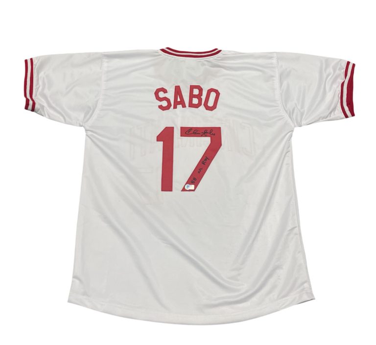 Chris Sabo Signed Autographed Reds Custom Jersey w/ 88 NL ROY Beckett BAS COA