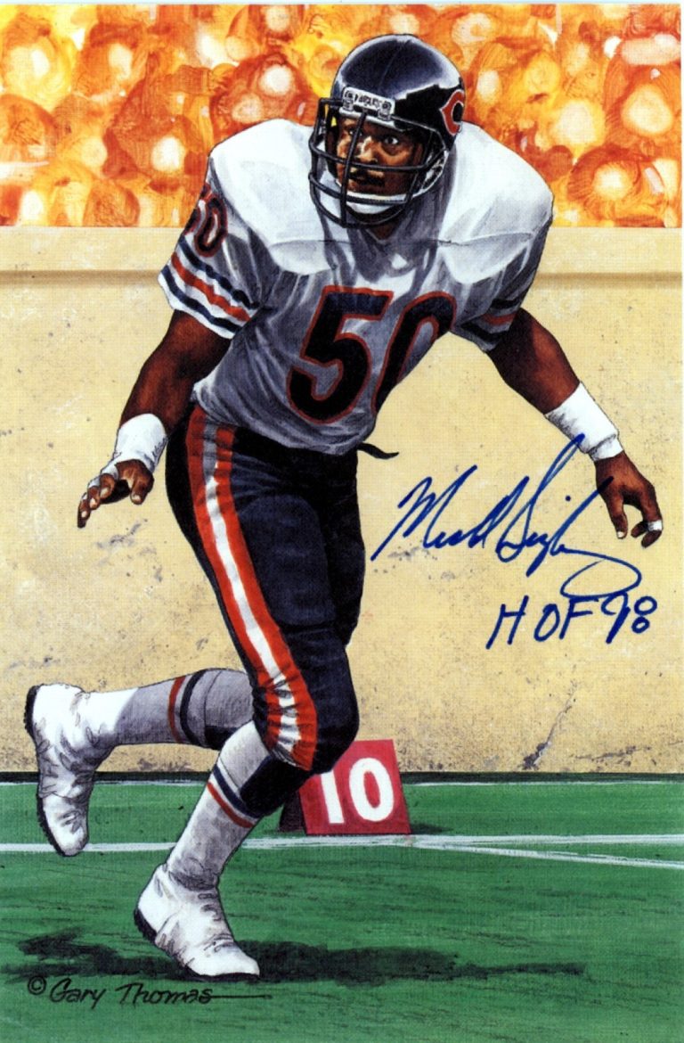 Mike Singletary Signed Auto GLAC Goal Line Art Card w/ HOF 98 Beckett W BAS COA