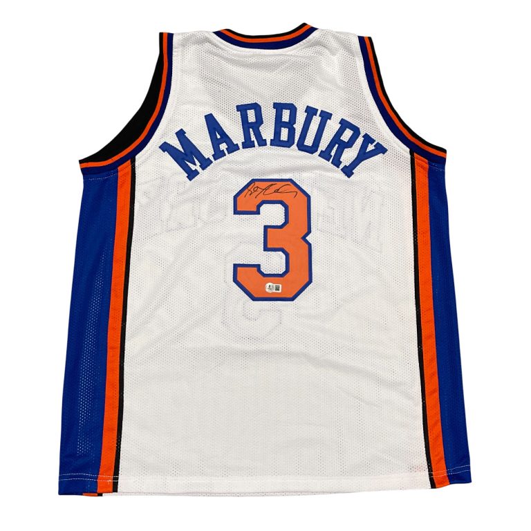 Stephon Marbury Signed New York Knicks Custom Jersey Beckett Witness BAS COA