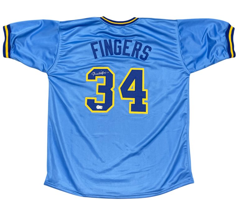 Rollie Fingers Signed Milwaukee Brewers Custom Jersey Beckett Witness BAS COA