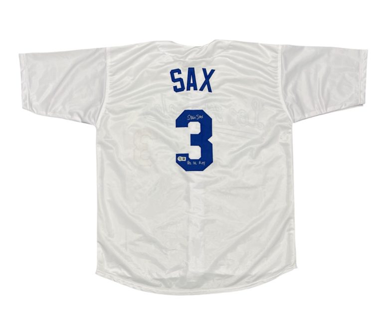 Steve Sax Signed Los Angeles Dodgers Custom Jersey w 82 NL ROY Beckett W BAS COA