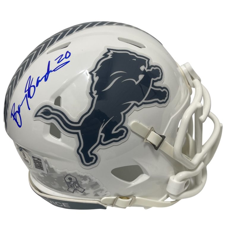 Barry Sanders Signed Detroit Lions Salute Mini Helmet Beckett Witness BAS COA