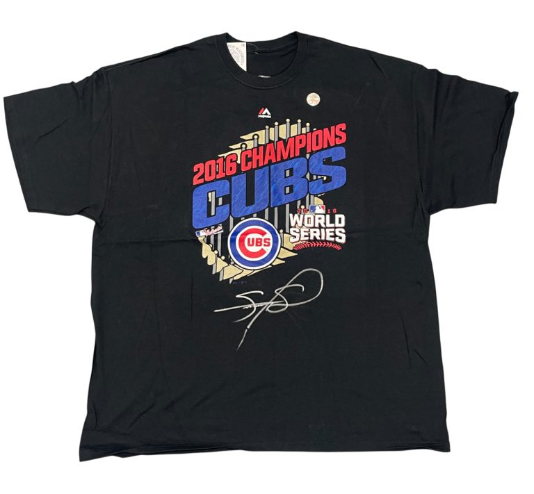 Sammy Sosa Signed 2016 Chicago Cubs World Series Champions Shirt Beckett BAS COA