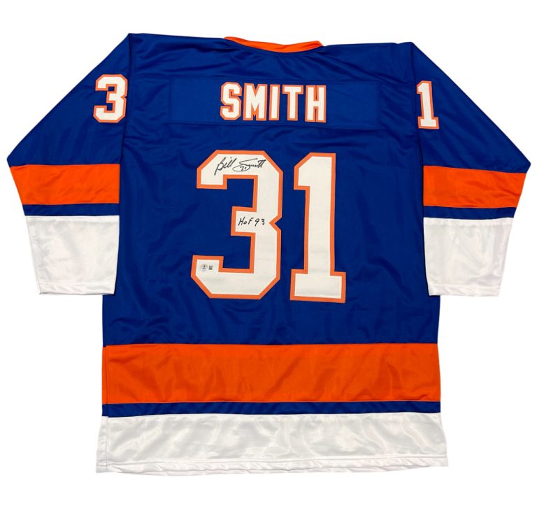 Billy Smith Signed New York Islanders Custom Jersey w/ HOF 93 Beckett W BAS COA
