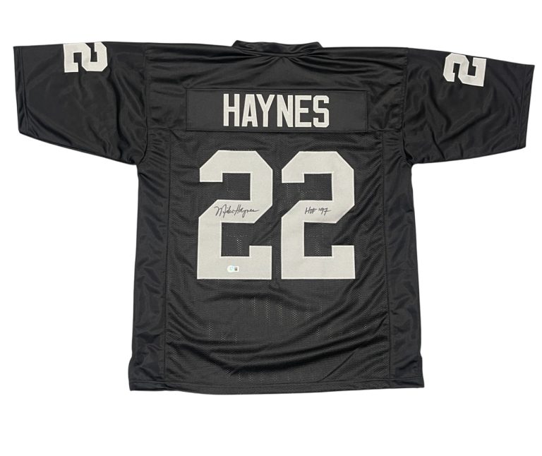 Mike Haynes Signed Raiders Custom Jersey w/ HOF 97 Beckett Witness BAS COA