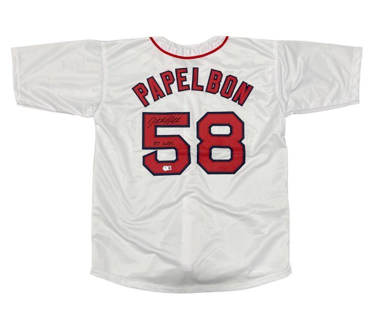 Jonathan Papelbon Signed Boston Red Sox Custom Jersey w 07 WSC Beckett W BAS COA