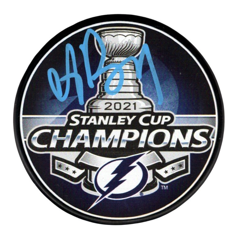 Andrei Vasilevskiy Signed Tampa Bay Lightning 2021 Stanley Cup Logo Puck JSA COA