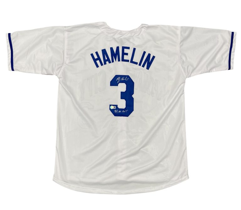 Bob Hamelin Signed KC Royals Custom Jersey w/ 94 AL ROY Beckett Witness BAS COA
