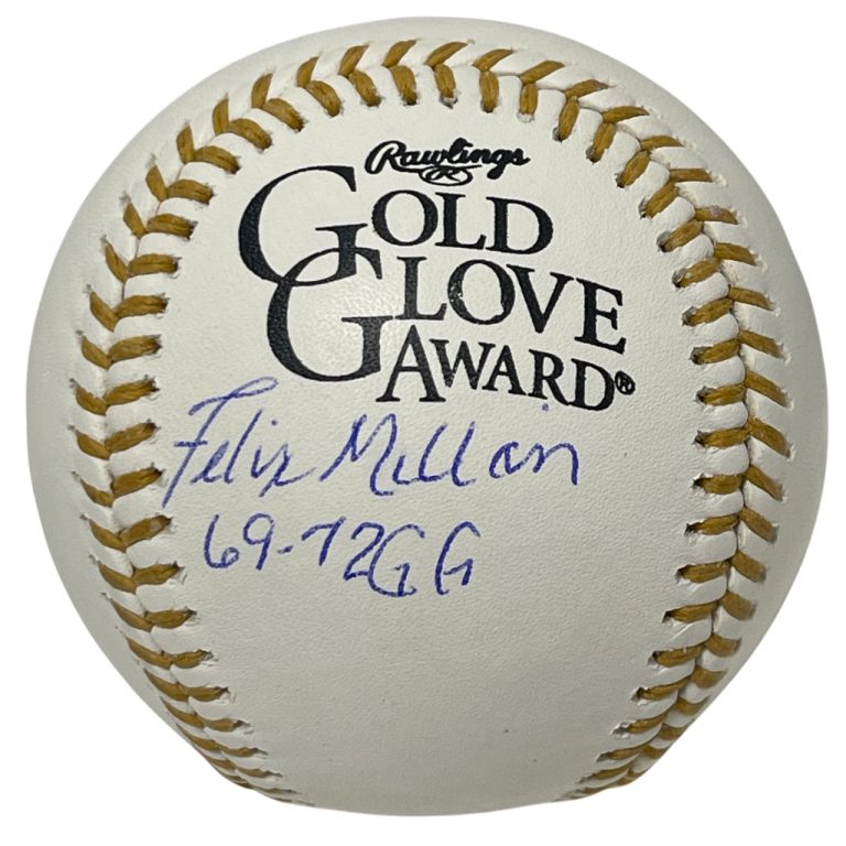 Felix Millan Signed Rawlings Gold Glove Baseball w/ 69-72 GG Beckett Wit BAS COA