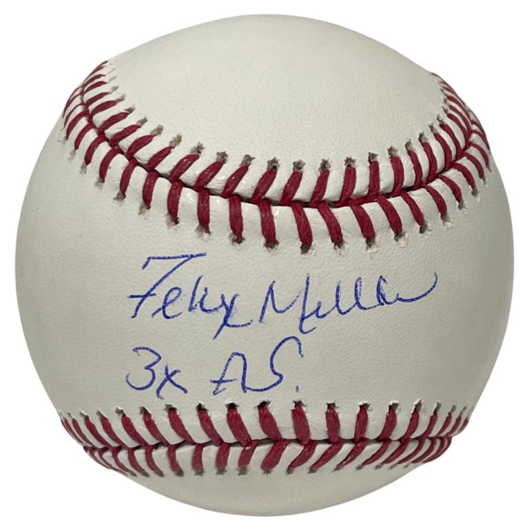 Felix Millan Signed ROMLB Baseball w/ 3x AS Beckett Witness BAS COA