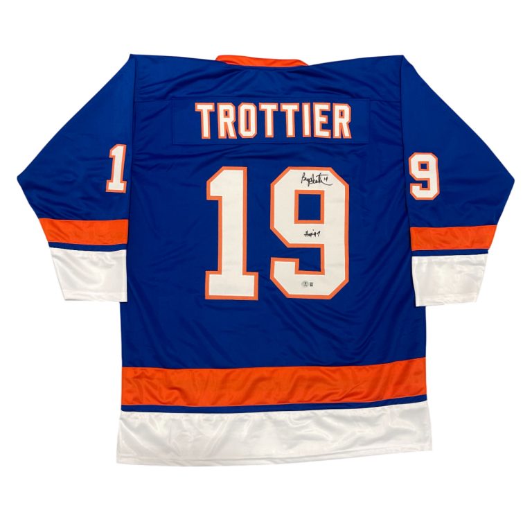 Bryan Trottier Signed NY Islanders Custom Jersey w/ HOF 97 Beckett W BAS COA