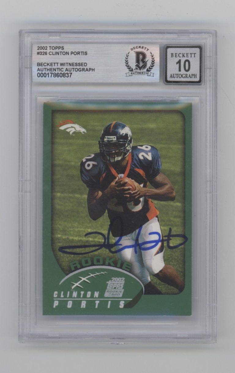 Clinton Portis 2002 Topps #326 RC Signed Beckett BGS 10 Auto Denver Broncos