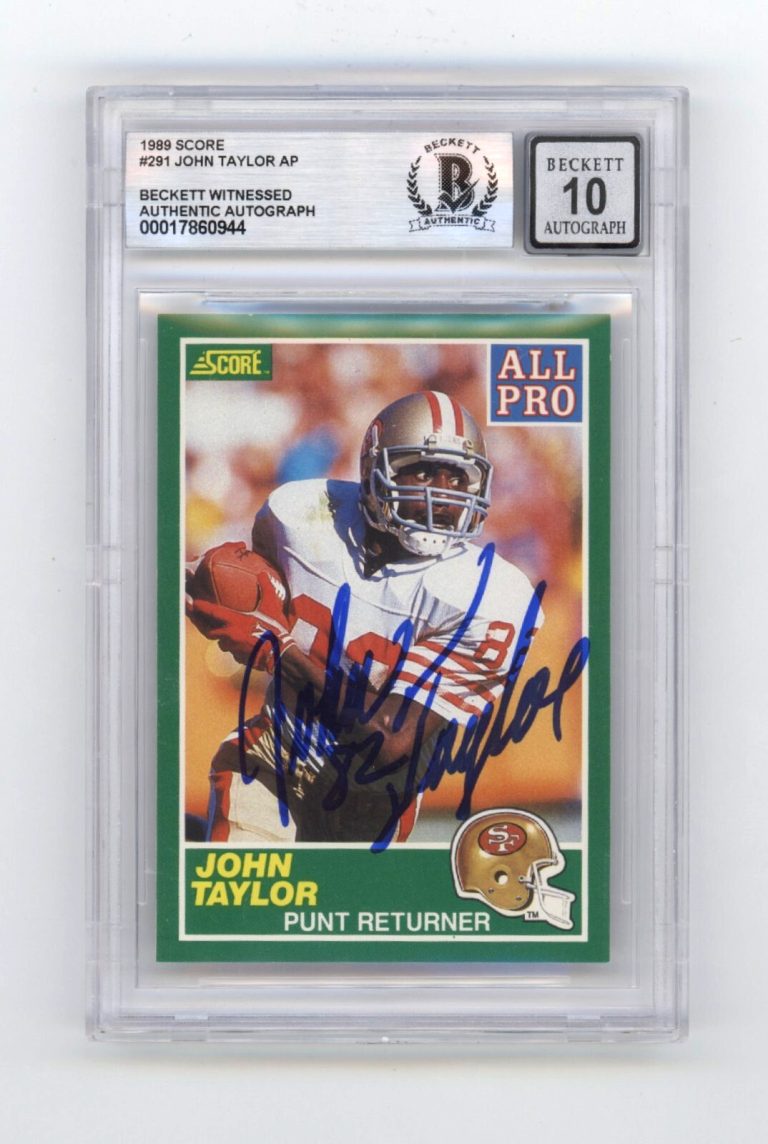 John Taylor All Pro 1989 Score #291 RC Signed Beckett BGS 10 Auto 49ers