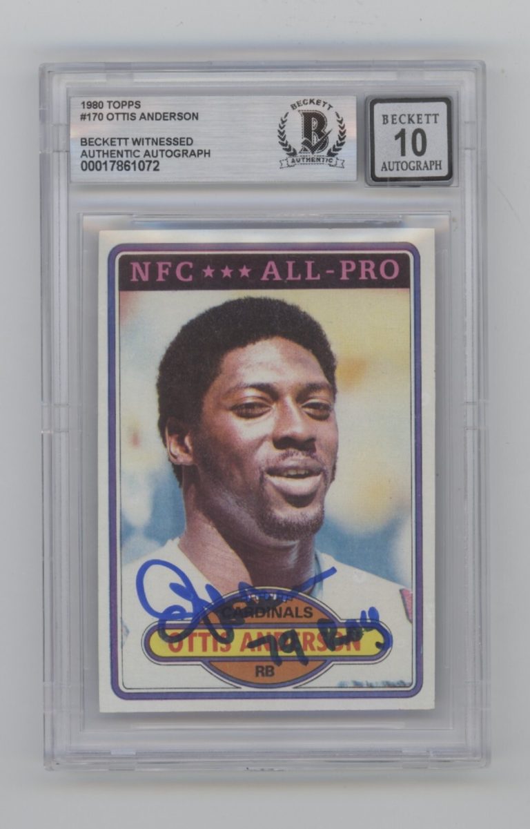 Ottis Anderson 1980 Topps #170 RC Signed w/ 79 ROY Beckett BGS 10 Auto Cardinals