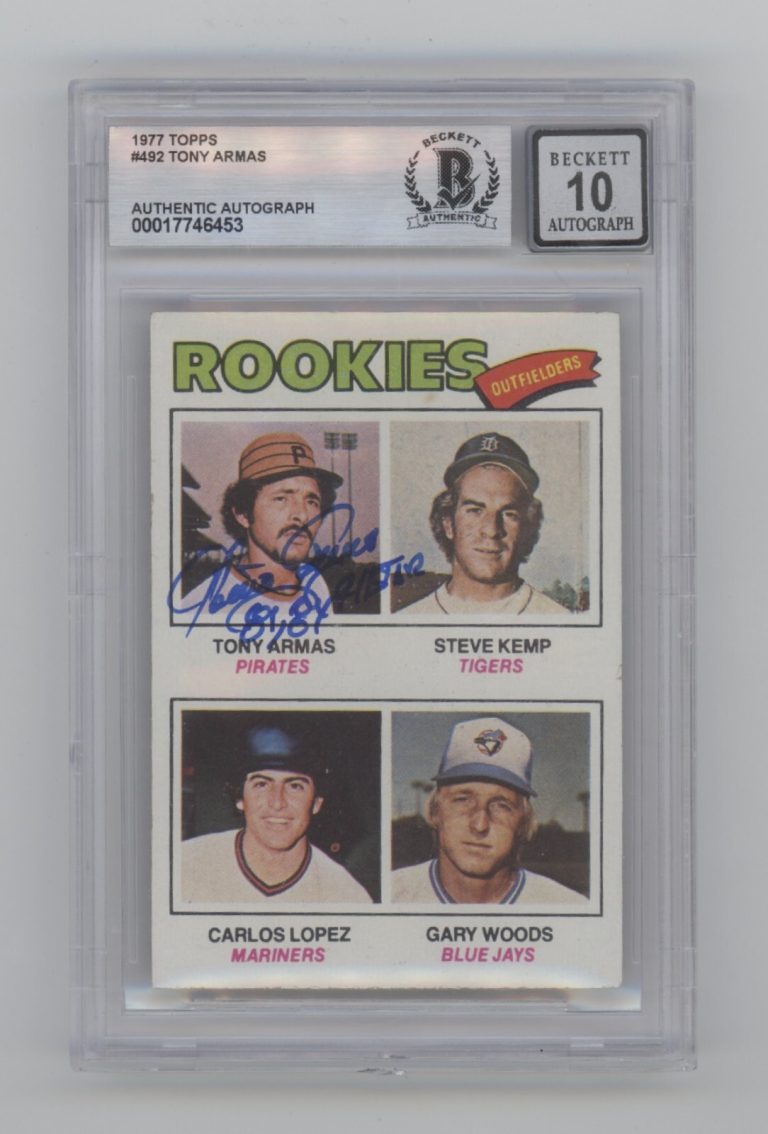 Tony Armas 1977 Topps #492 RC Signed w/ 81,84 All Star Beckett BGS 10 Auto