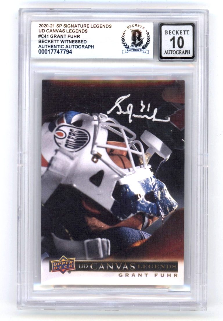 Grant Fuhr 2020-21 Upper Deck Canvas Legends #C41 Signed Beckett BGS 10 Auto
