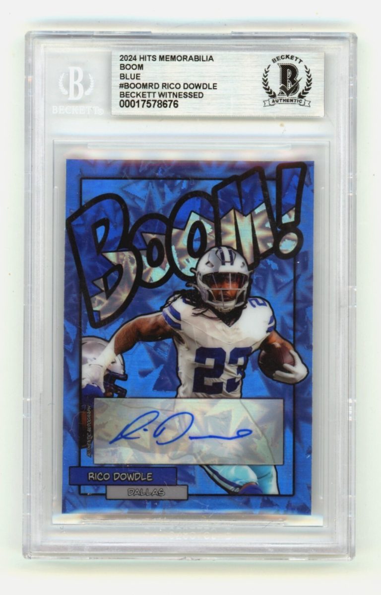 Rico Dowdle 2024 Hits Memorabilia BOOM Blue /5 Signed BGS BAS Auto Cowboys