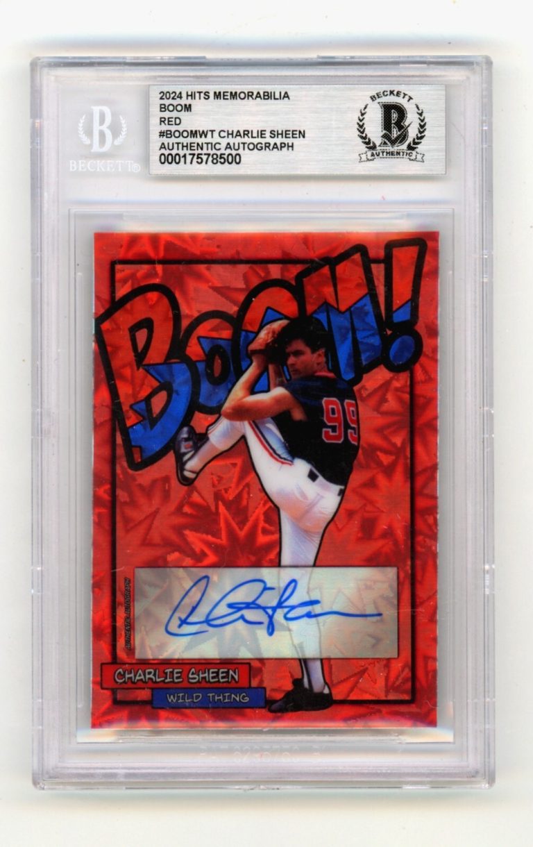 Charlie Sheen 2024 Hits Memorabilia BOOM Red /5 Signed BGS BAS Auto Wild Thing