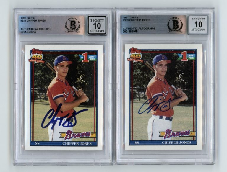 Chipper Jones 1991 Topps #333 Rookie RC Signed Beckett BGS 10 Auto Braves