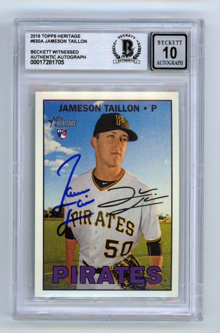 Jameson Taillon 2016 Topps Heritage HHN 630 Rookie RC Signed Beckett BGS 10 Auto