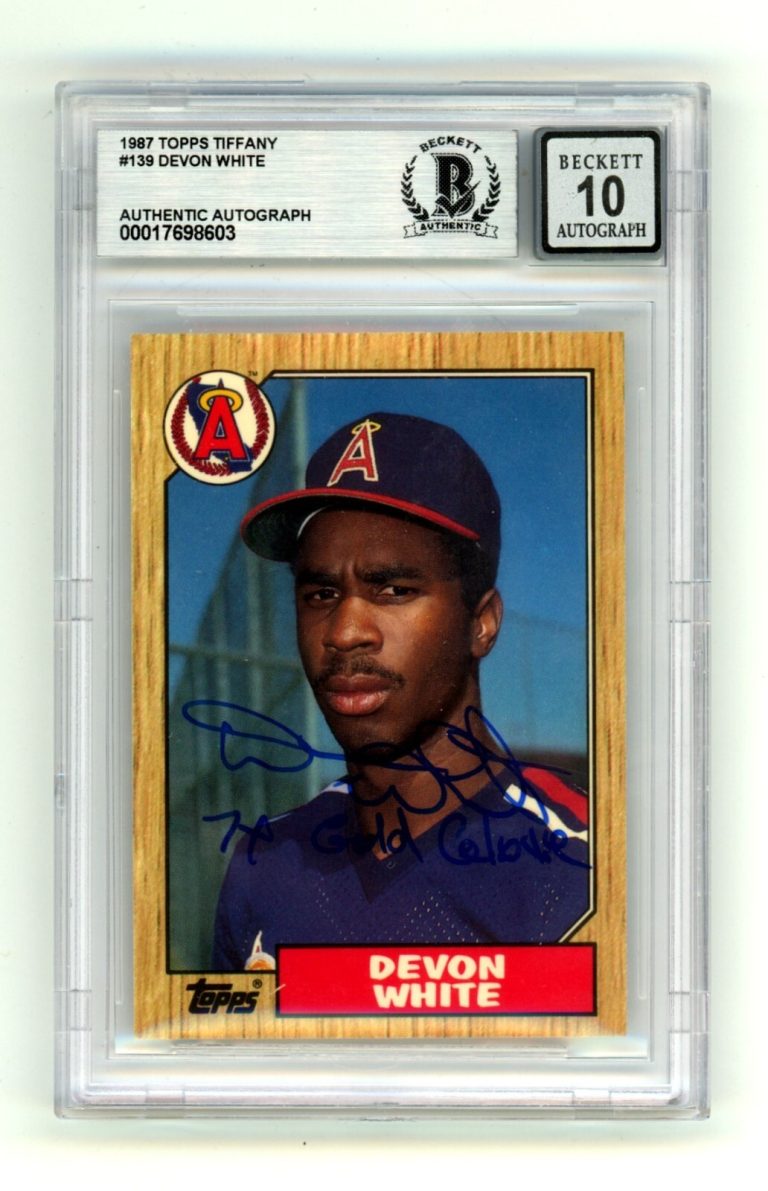 Devon White 1987 Topps Tiffany 139 Rookie RC Signed w/ 7 Gold Glove BGS 10 Auto