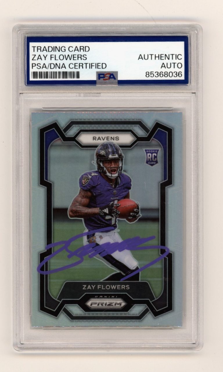 Zay Flowers 2023 Panini Prizm Silver Rookie RC Signed PSA Authentic Auto Ravens