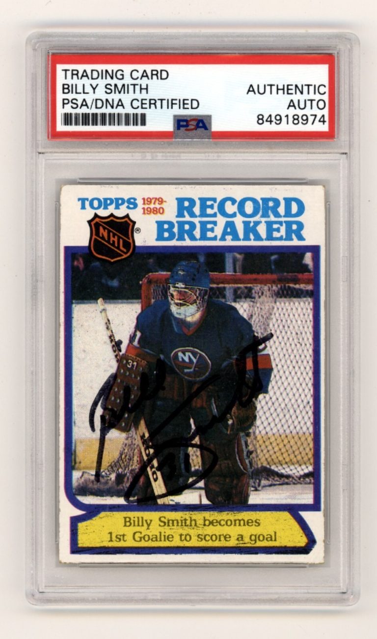 Billy Smith 1980-81 Topps #5 Record Breaker Signed PSA Authentic Black Auto