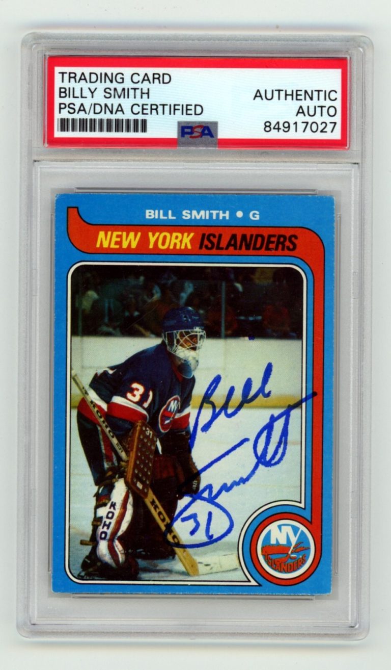 Billy Smith 1979-80 Topps #242 Signed PSA Authentic Auto Blue Islanders HOF