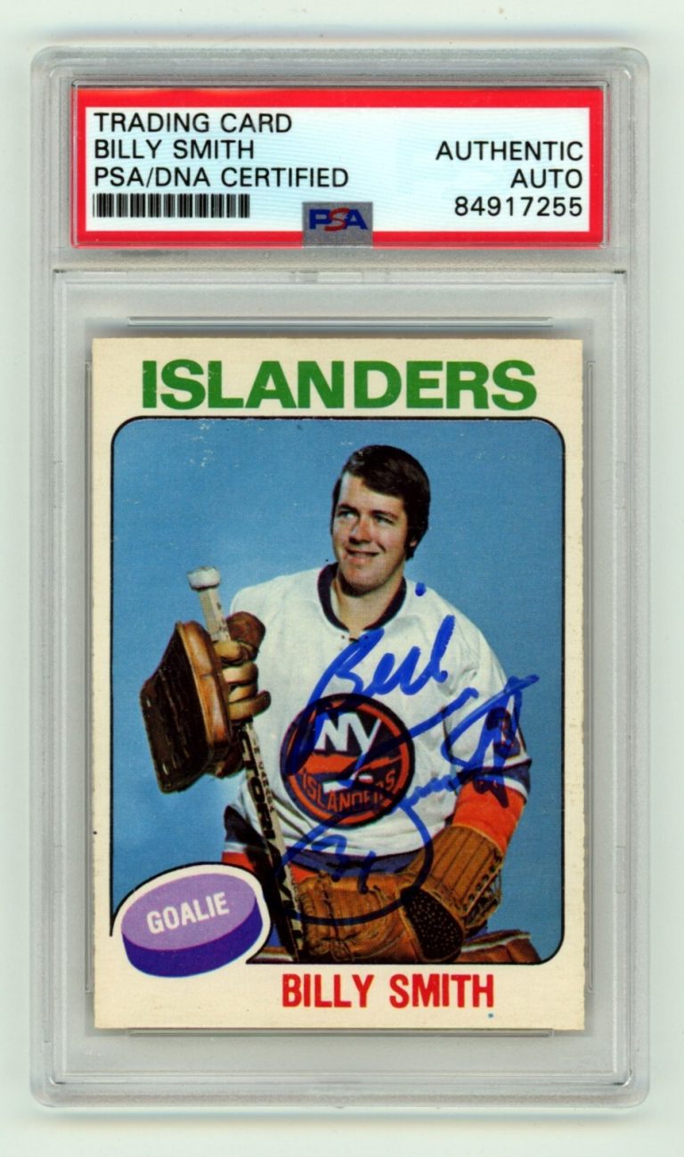 Billy Smith 1975-76 O-Pee-Chee OPC #372 Signed PSA Authentic Blue Auto Islanders