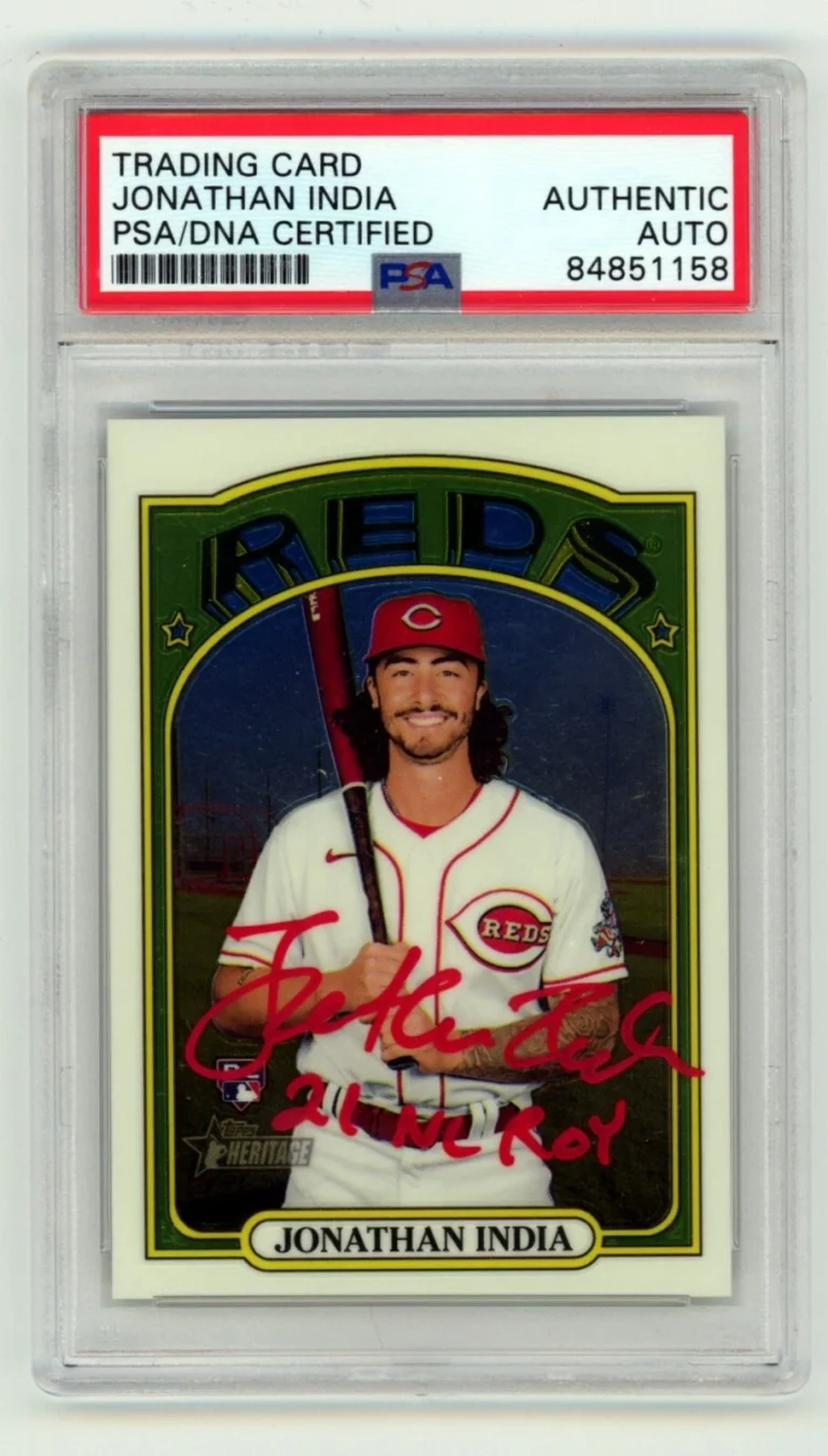 Jonathan India 2021 Topps Heritage Chrome #541 RC Signed w/Ins /999 PSA Auto