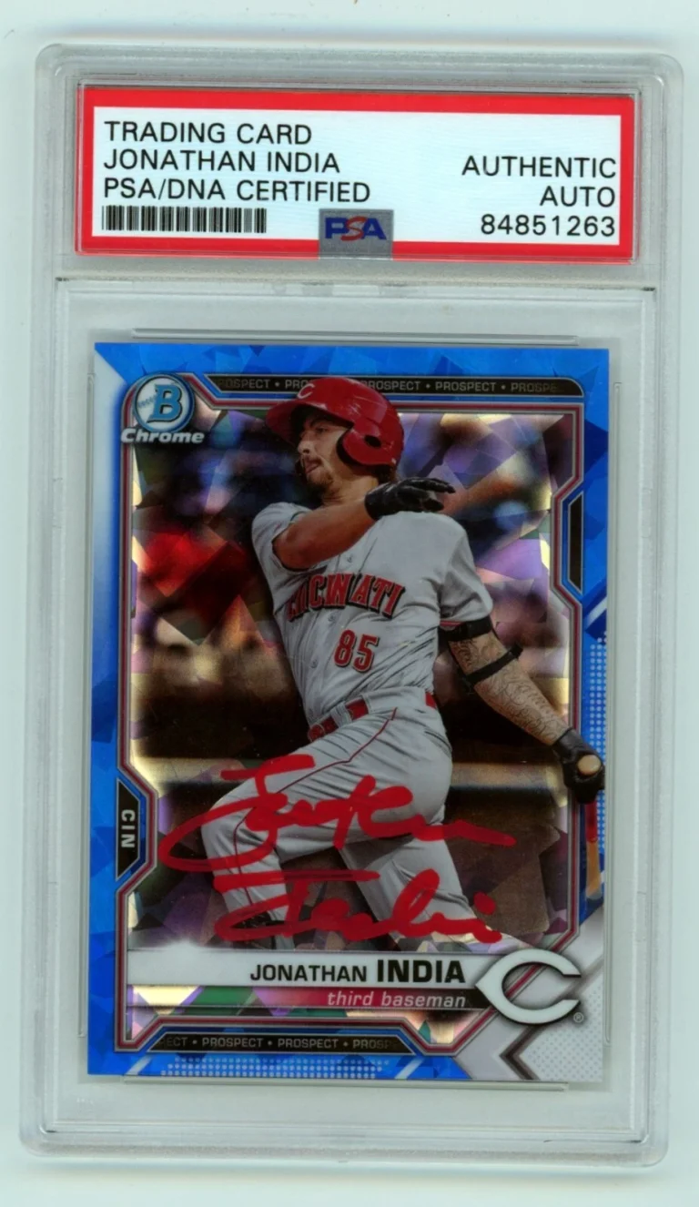 Jonathan India 2021 Bowman Chrome Sapphire Prospects Refractor Signed PSA Auto