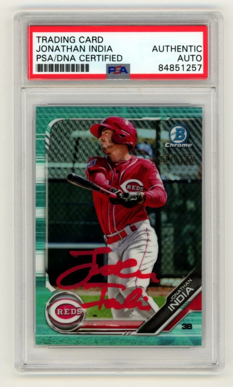 Jonathan India 2019 Bowman Chrome Prospects Aqua Refractor Auto RC /125 PSA Auto
