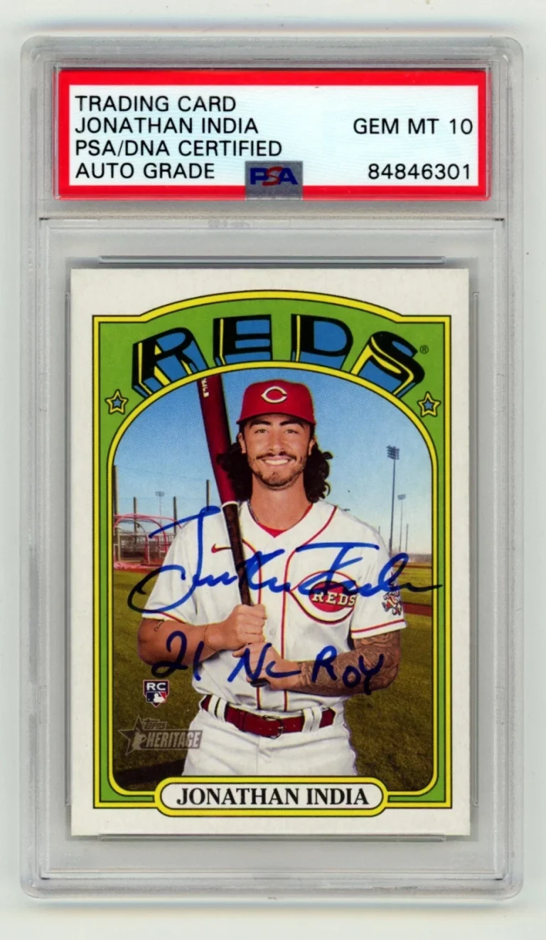 Jonathan India 2021 Topps Heritage 541 Rookie RC Signed w/ 21 NL ROY PSA 10 Auto