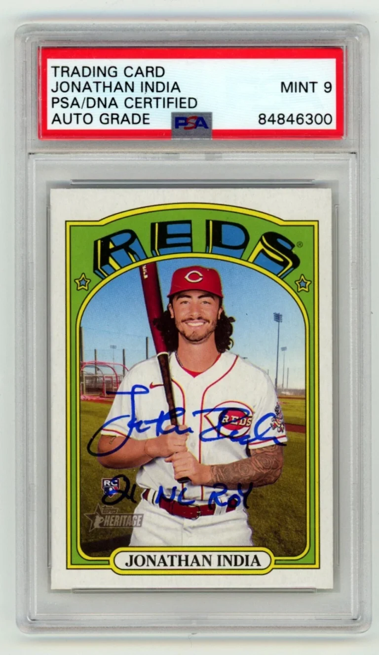 Jonathan India 2021 Topps Heritage #541 Rookie RC Signed w/ 21 NL ROY PSA 9 Auto