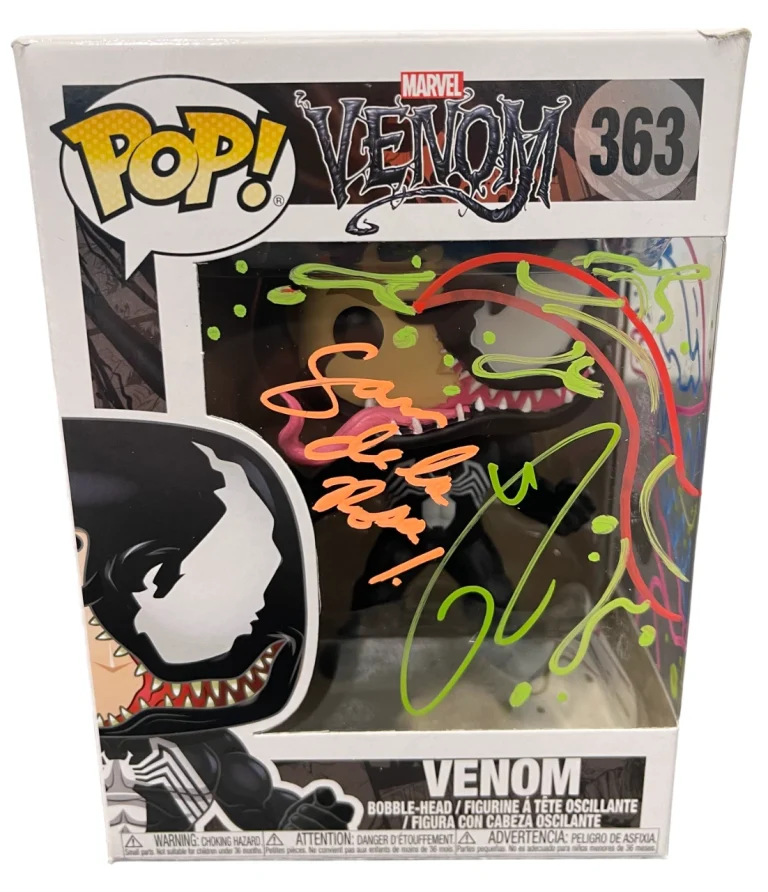 Tom Hardy Signed Venom Funko Pop #363 w/ Sam De La Rosa Sketch BAS & JSA COA A