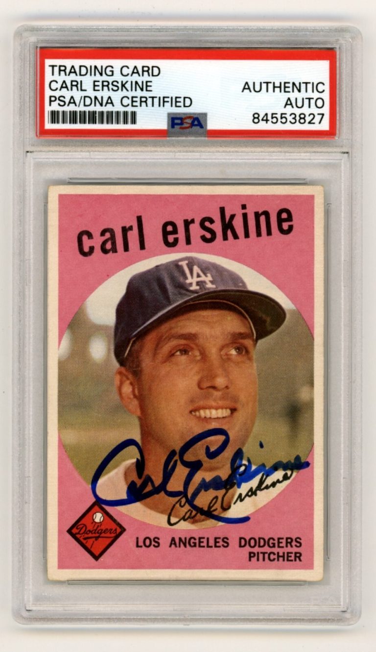Carl Erskine 1959 Topps #217 Signed PSA Authentic Auto Brooklyn Dodgers