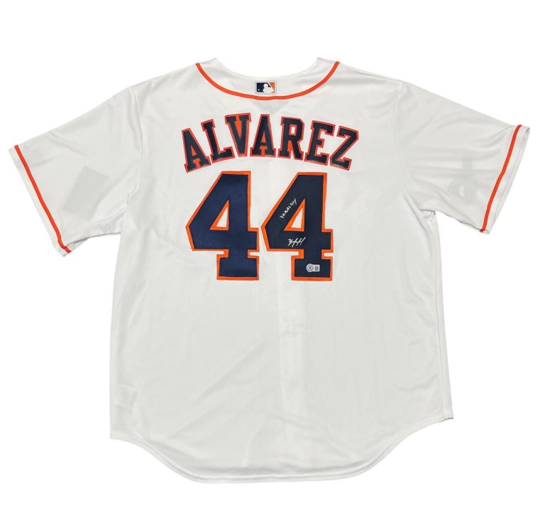 Yordan Alvarez Signed Astros Nike Jersey w/ 2019 AL ROY Beckett Witness BAS COA
