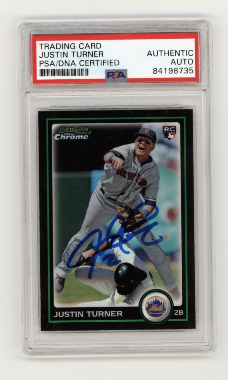 Justin Turner 2010 Bowman Chrome Refractor #BDP105 RC Signed PSA Authentic Auto