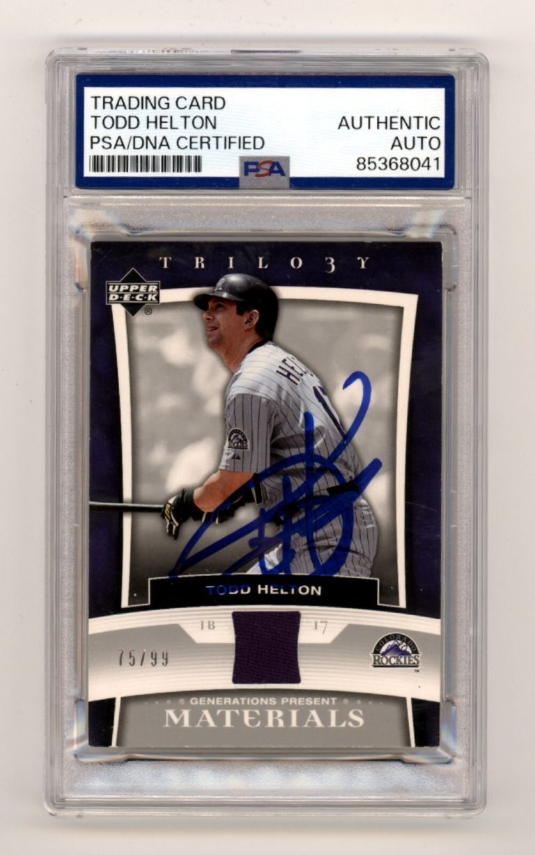 Todd Helton 2005 UD Trilogy Generations Presents GU Jersey Signed 75/99 PSA Auto