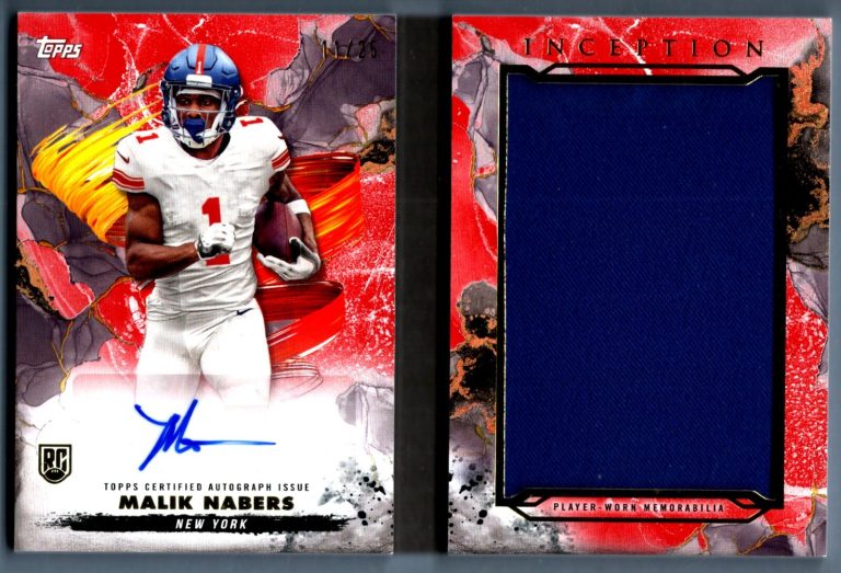 Malik Nabers 2024 Topps Inception Red Jumbo Patch RPA Auto Booklet RC /25 Giants
