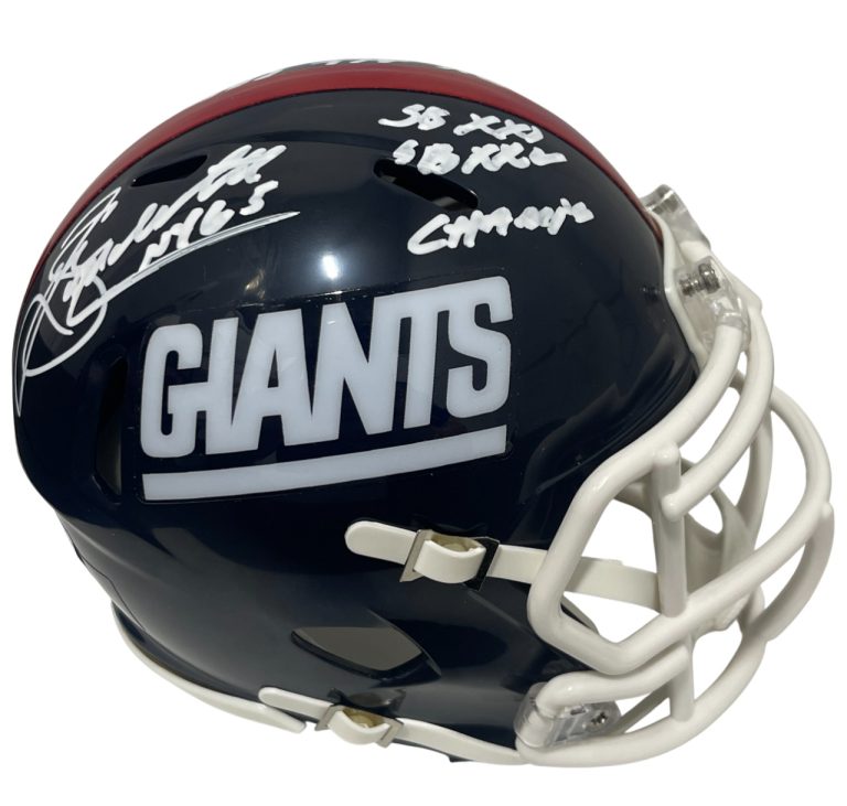 Sean Landeta Signed New York Giants TB Mini Helmet w/ 3 Insc Beckett Wit BAS COA