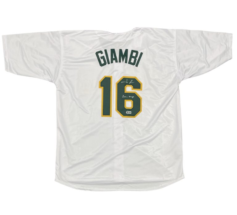 Jason Giambi Signed Oakland Athletics Custom Jersey w/ 2000 MVP Beckett BAS COA