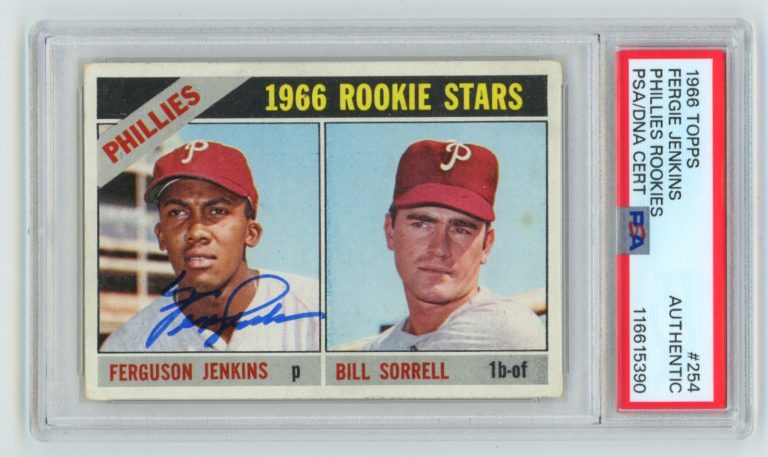 Fergie Jenkins 1966 Topps #254 Rookie RC Signed PSA Authentic Auto Phillies Cubs