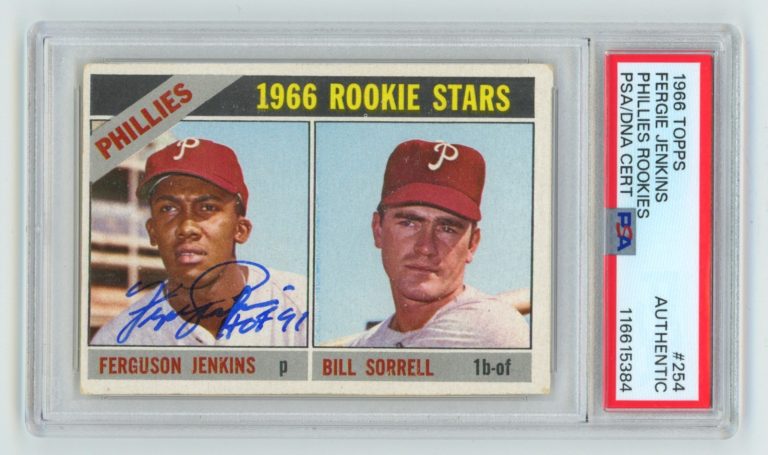 Fergie Jenkins 1966 Topps #254 Rookie RC w/ HOF 91 Signed PSA Authentic Auto