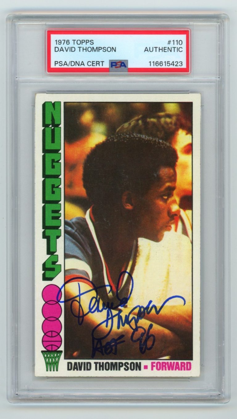 David Thompson 1976-77 Topps 110 Tall Boy RC Signed w/ HOF 96 PSA Authentic Auto