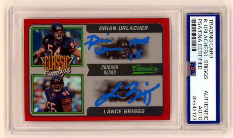 Brian Urlacher Lance Briggs 2021 Panini Classic Combos Red #/50 Signed PSA Auto