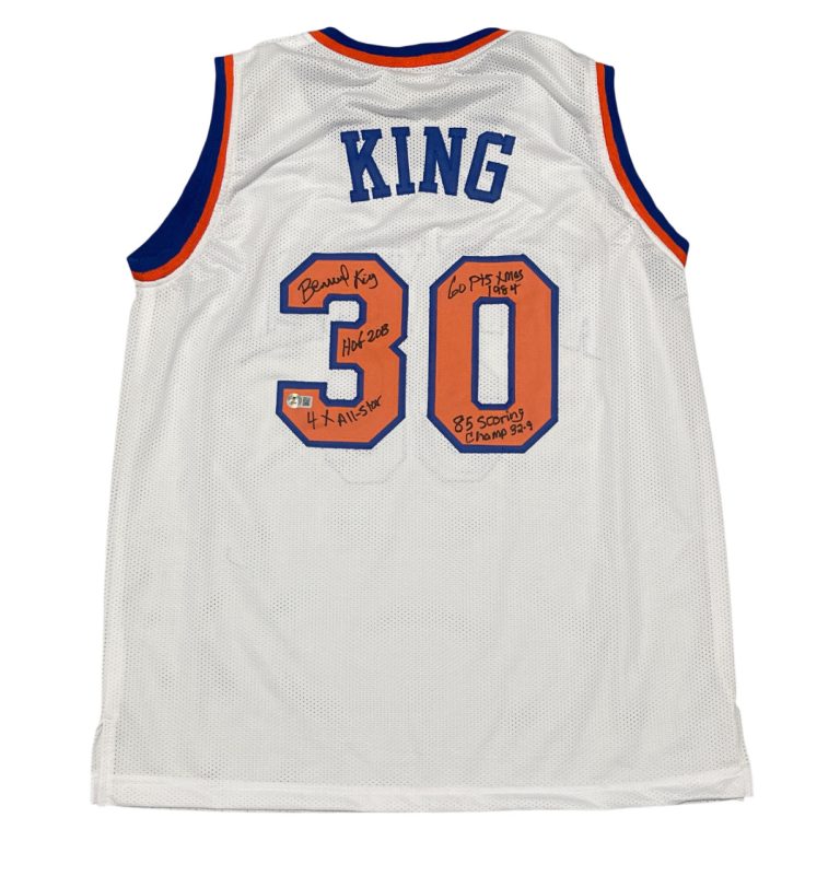 Bernard King Signed New York Knicks Custom Jersey w/ 4x Ins Beckett Wit BAS COA