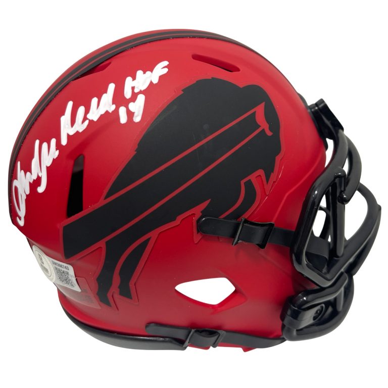 Andre Reed Signed Bills Rave Mini Helmet w/ HOF 14 Beckett Witness BAS COA